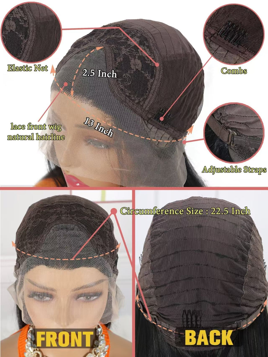 Lace Female Non-toxic Wig, Soft Natural Brown Blonde Hair