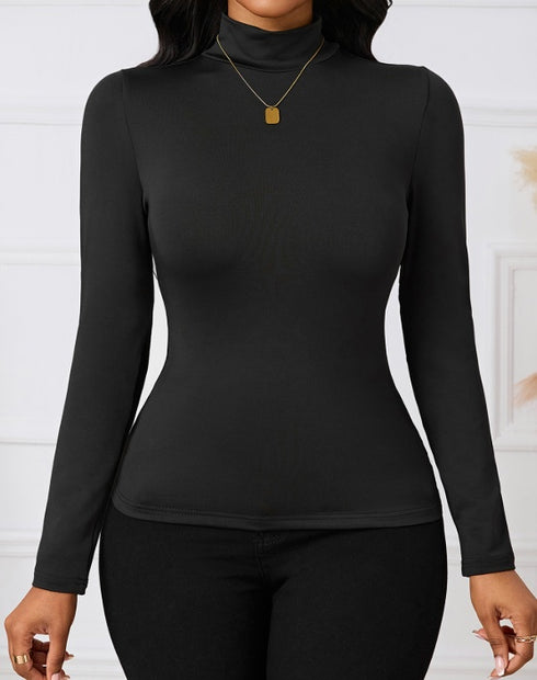 Versatile Autumn And Winter Style Solid Color Base T-shirt Top