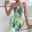 Ladies' Leopard Print Cross Shoulder Strap Backless Dress