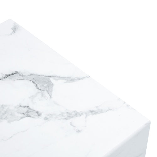 Black and White Minimalist MDF Marble-Patterned Coffee Table.