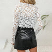 Crop Cardigan Sheer Floral Lace
