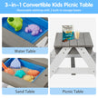 3-in-1 Children's Outdoor Wooden Picnic Table With Umbrella
