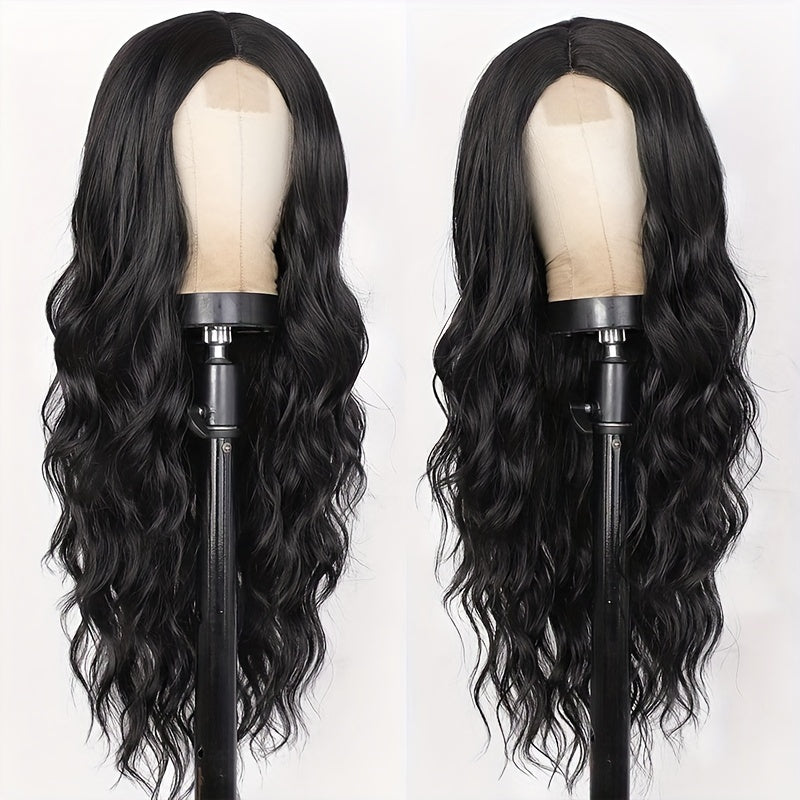 26 Inch Women's Black Long Wave Non-toxic Wig