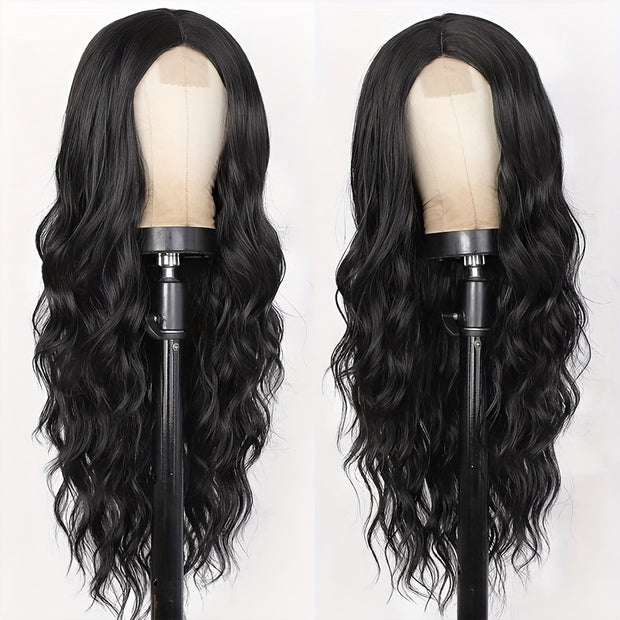 26 Inch Women's Black Long Wave Non-toxic Wig