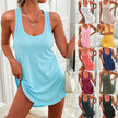 Women's Scoop Neck Solid Sleeveless Summer Beach Tank