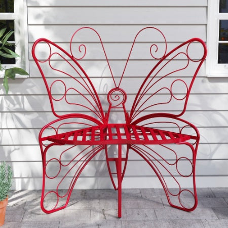 Modern Butterfly Cast Metal Garden Bench