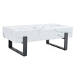 Black and White Minimalist MDF Marble-Patterned Coffee Table.
