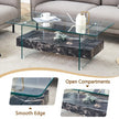 Modern Two-Tier Clear Tempered Glass And Black Marble Texture