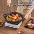 11 Cast Iron Wok With Dual Handles And Wooden Lid, Uncoated Frying Pan
