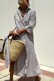 Striped Shirt Dress With Belt Fashion Half-sleeved Lapel Button Cardigan Dresses Women's Clothing