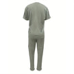 Women's Solid Color Short Sleeve Two-Piece Set