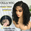 4x4 Lace Front Braided Wig Curly Mini Faux Locs Ombre Brown