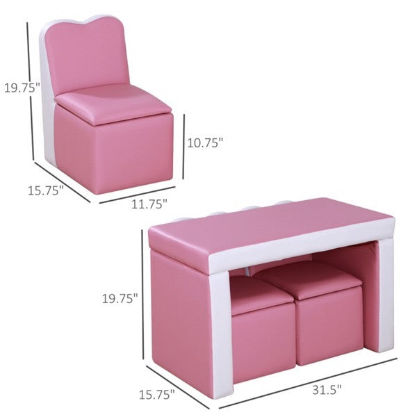 Children's 2-in-1 Sofa Set - Pink