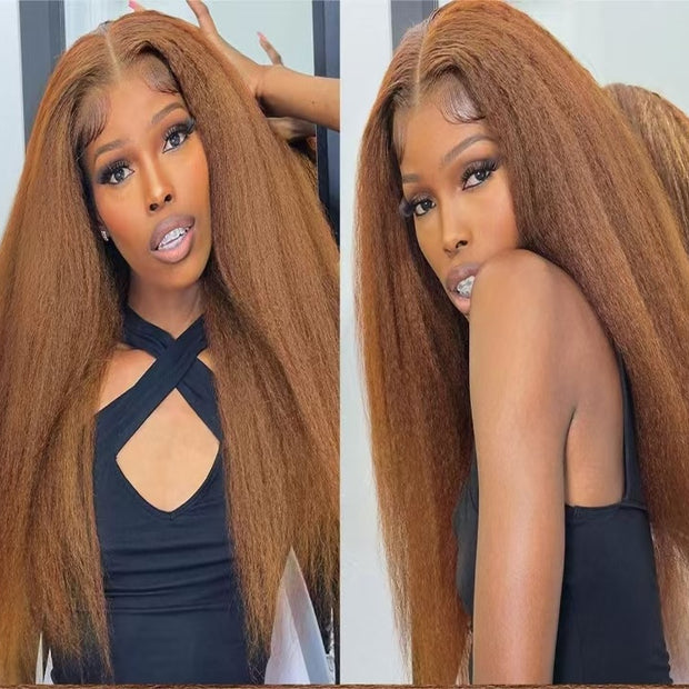 Lace Female Non-toxic Wig, Soft Natural Brown Blonde Hair