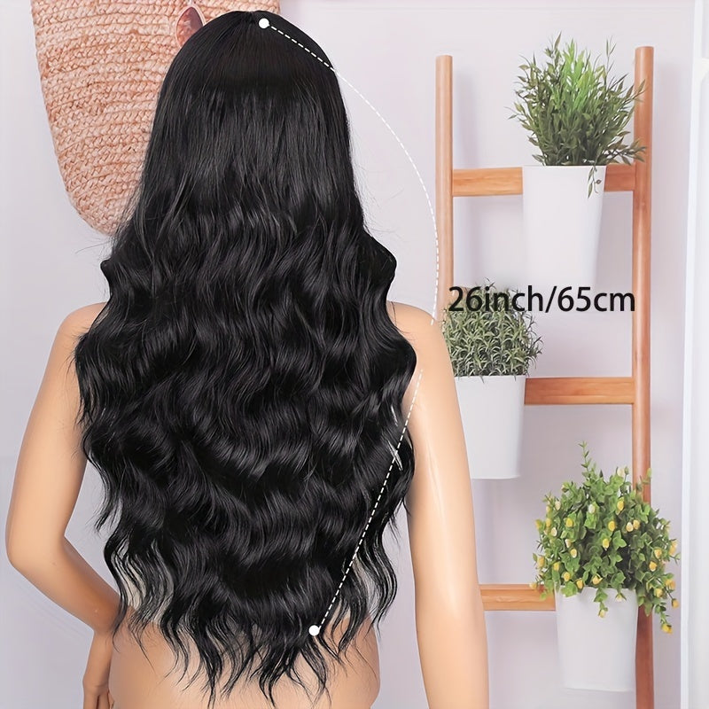 26 Inch Women's Black Long Wave Non-toxic Wig