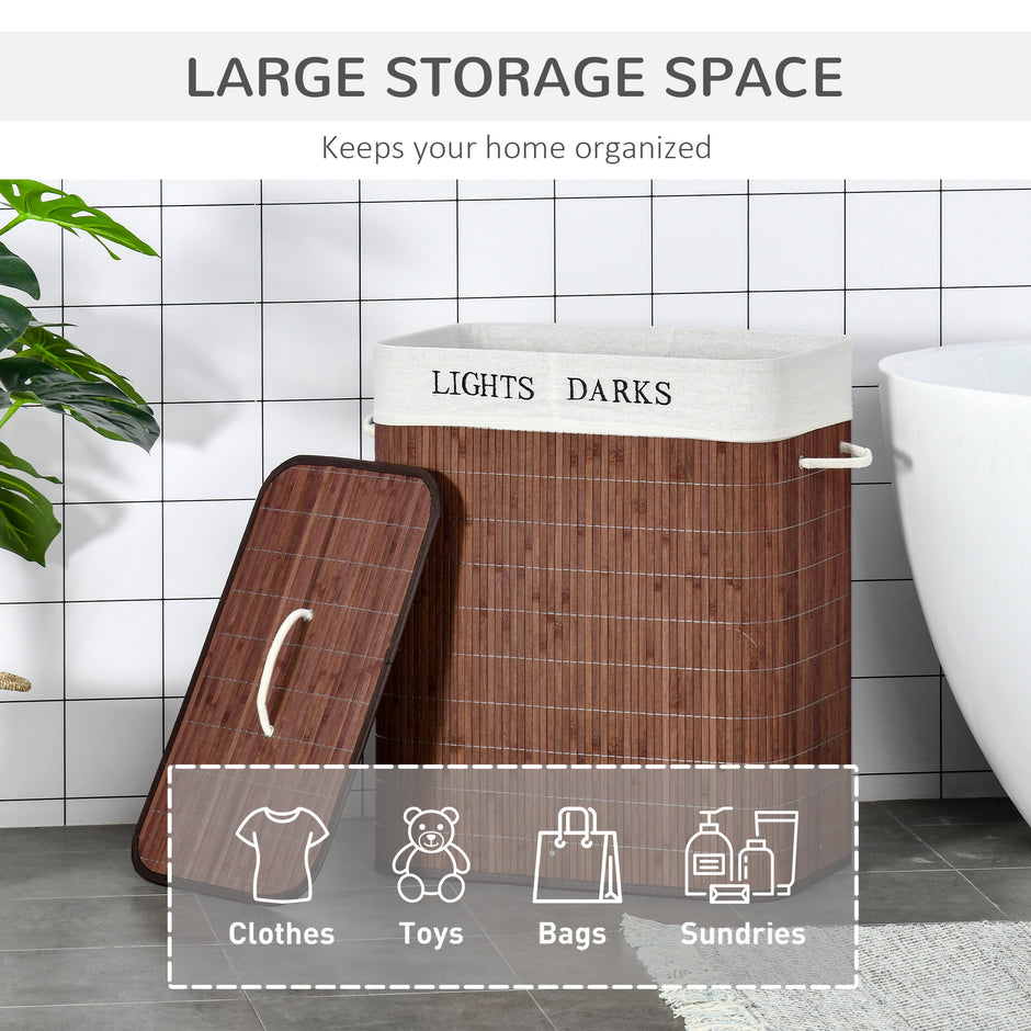 Bamboo Laundry Basket With Lid And String Handles
