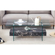 Modern Two-Tier Clear Tempered Glass And Black Marble Texture