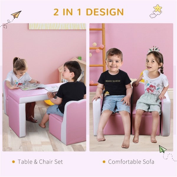 Children's 2-in-1 Sofa Set - Pink
