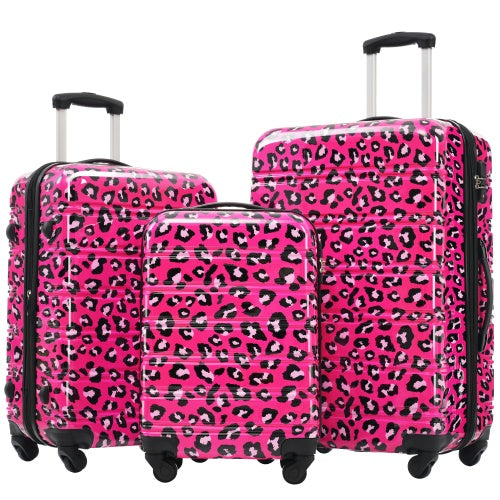 PInk Cheetah Hardshell Luggage Sets 3 Pcs