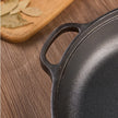 11 Cast Iron Wok With Dual Handles And Wooden Lid, Uncoated Frying Pan