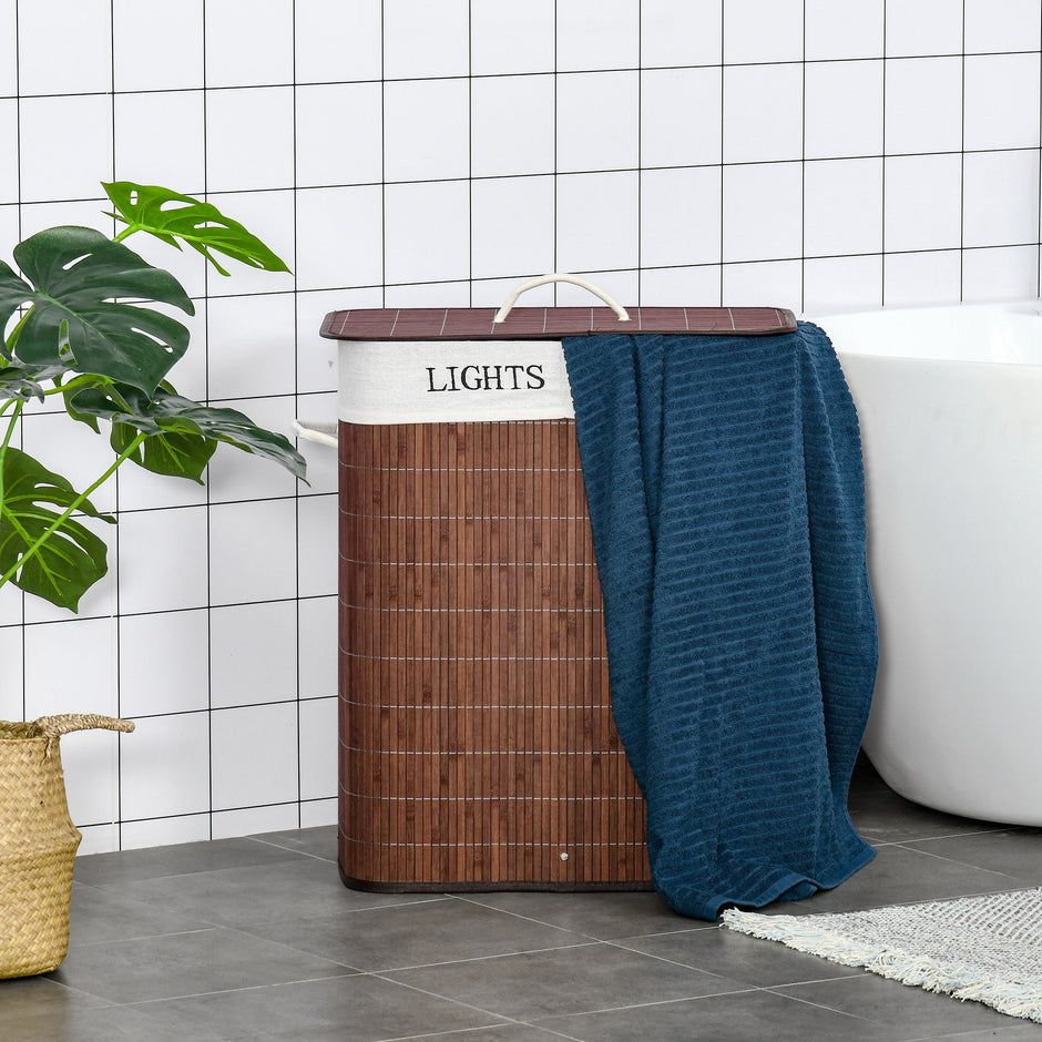 Bamboo Laundry Basket With Lid And String Handles