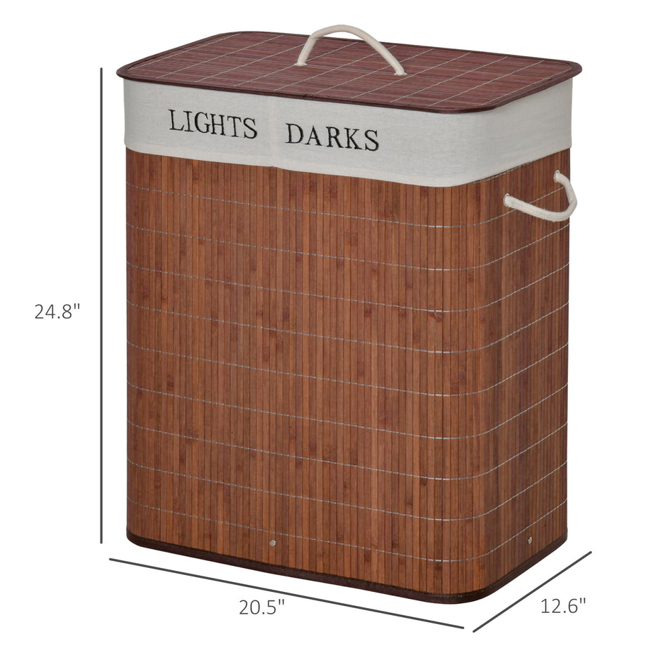 Bamboo Laundry Basket With Lid And String Handles