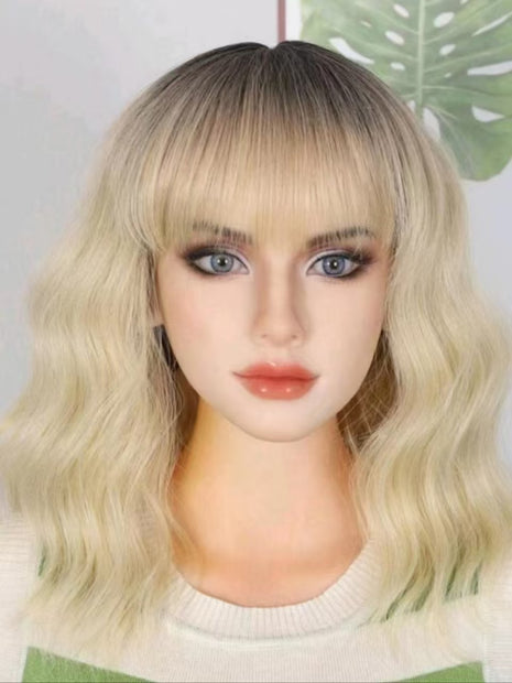 Synthetic Wavy Wig With Bangs