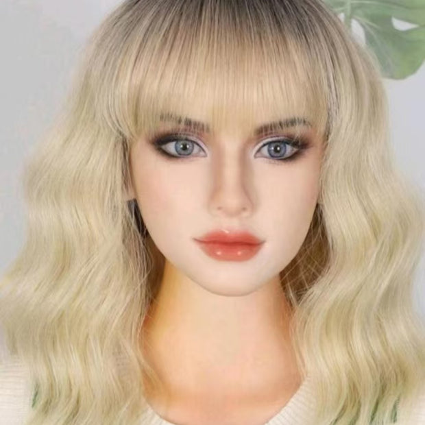 Synthetic Wavy Wig With Bangs