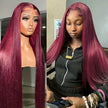 High Temperature Resistant Burgundy Long Straight Lace Non-toxic Wig